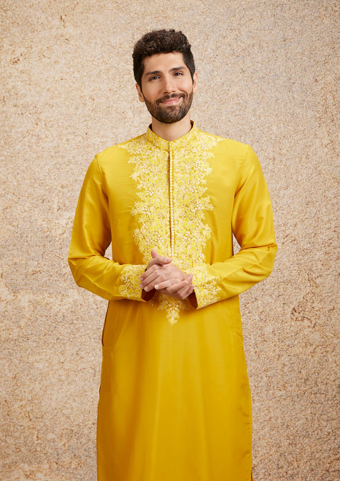 Twamev Men Sunshine Glow Embroidered Kurta Pajama