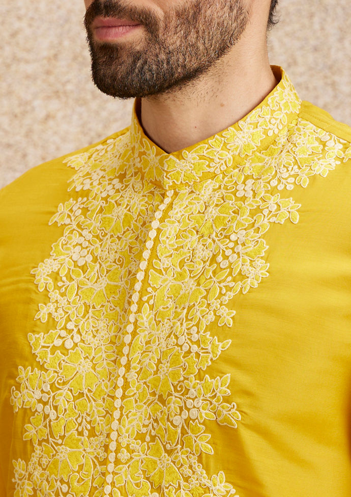 Twamev Men Sunshine Glow Embroidered Kurta Pajama