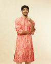 Suave Pink Linear Foil Mirror Kurta Set