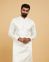 White Viscose Self-Embroidered Kurta Set