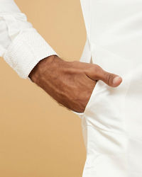 Twamev Men White Viscose Self-Embroidered Kurta Set