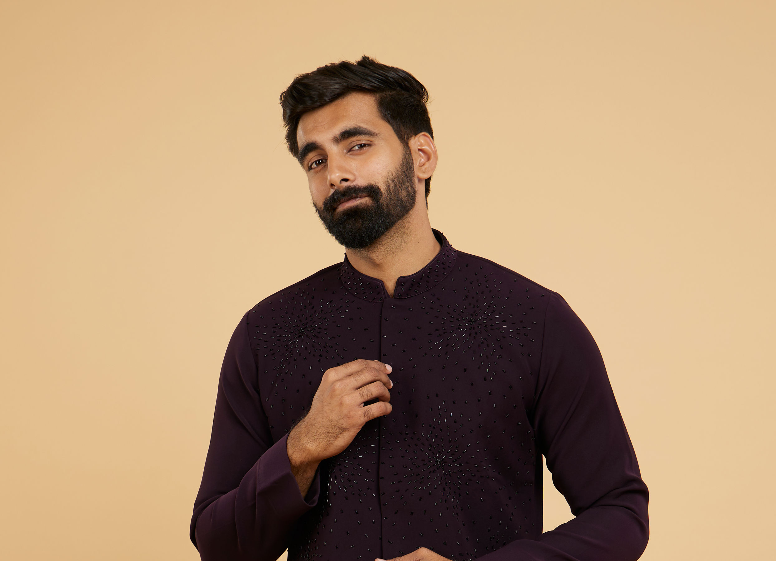 Twamev Men Radiant Wine Kurta Pajama