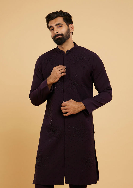 Twamev Men Radiant Wine Kurta Pajama