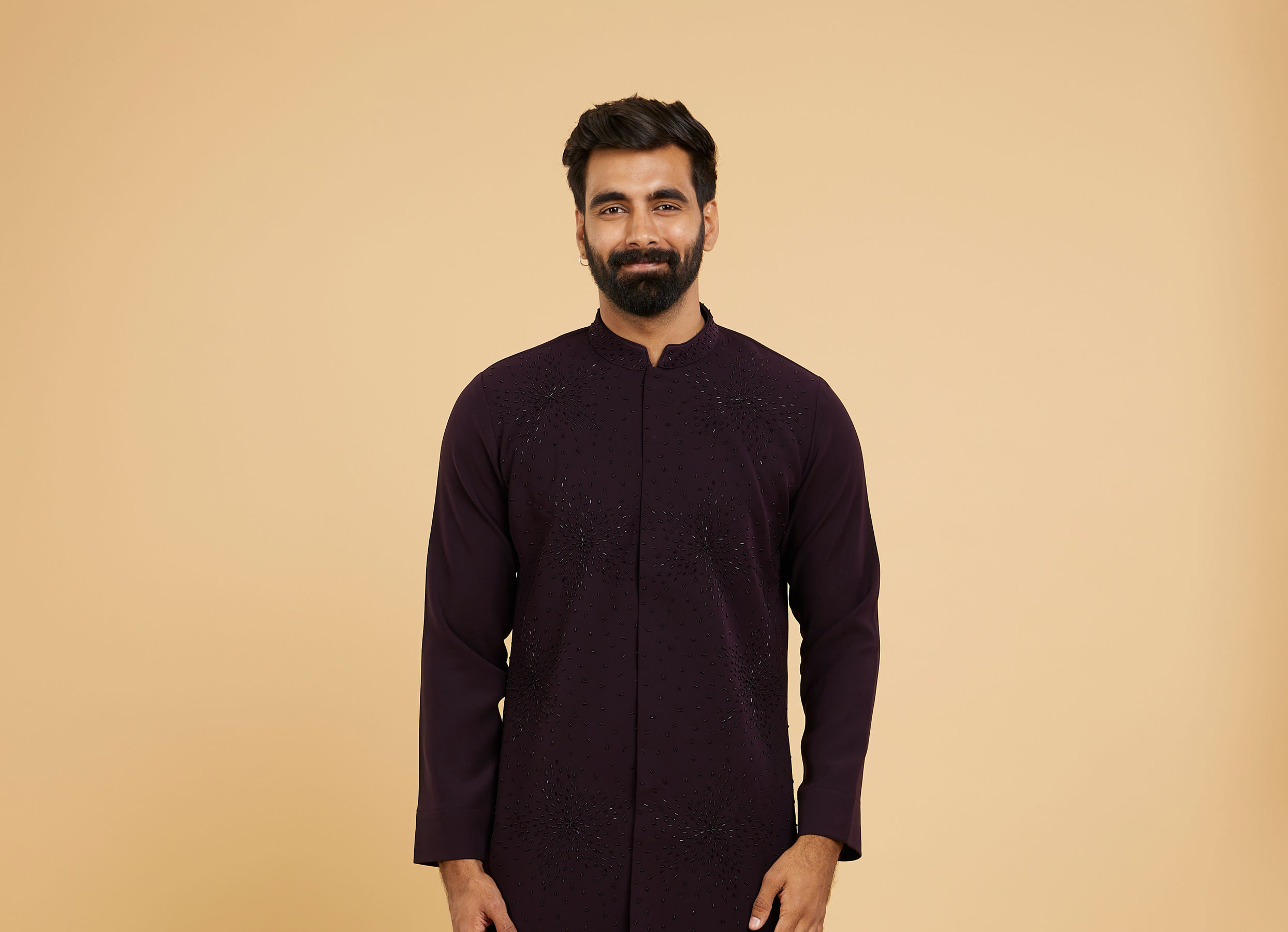 Twamev Men Radiant Wine Kurta Pajama