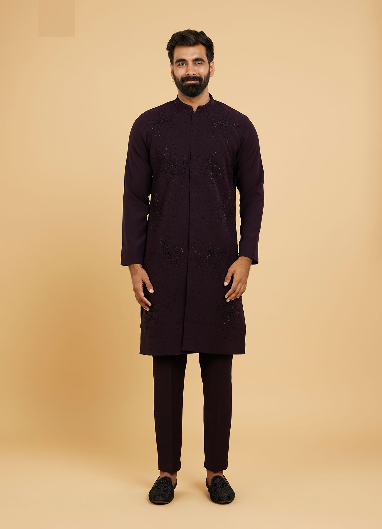 Twamev Men Radiant Wine Kurta Pajama