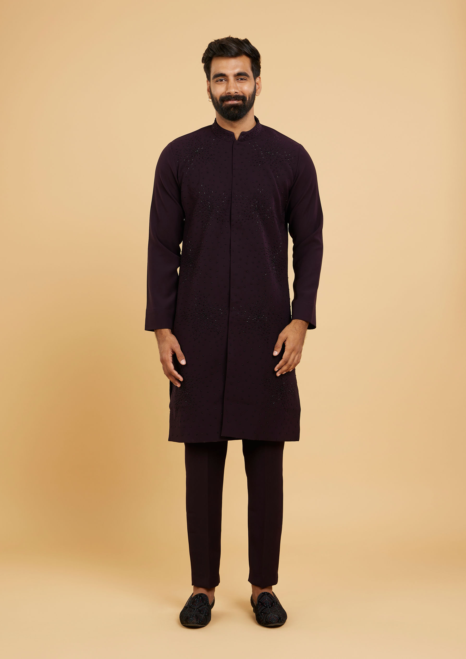 Twamev Men Radiant Wine Kurta Pajama