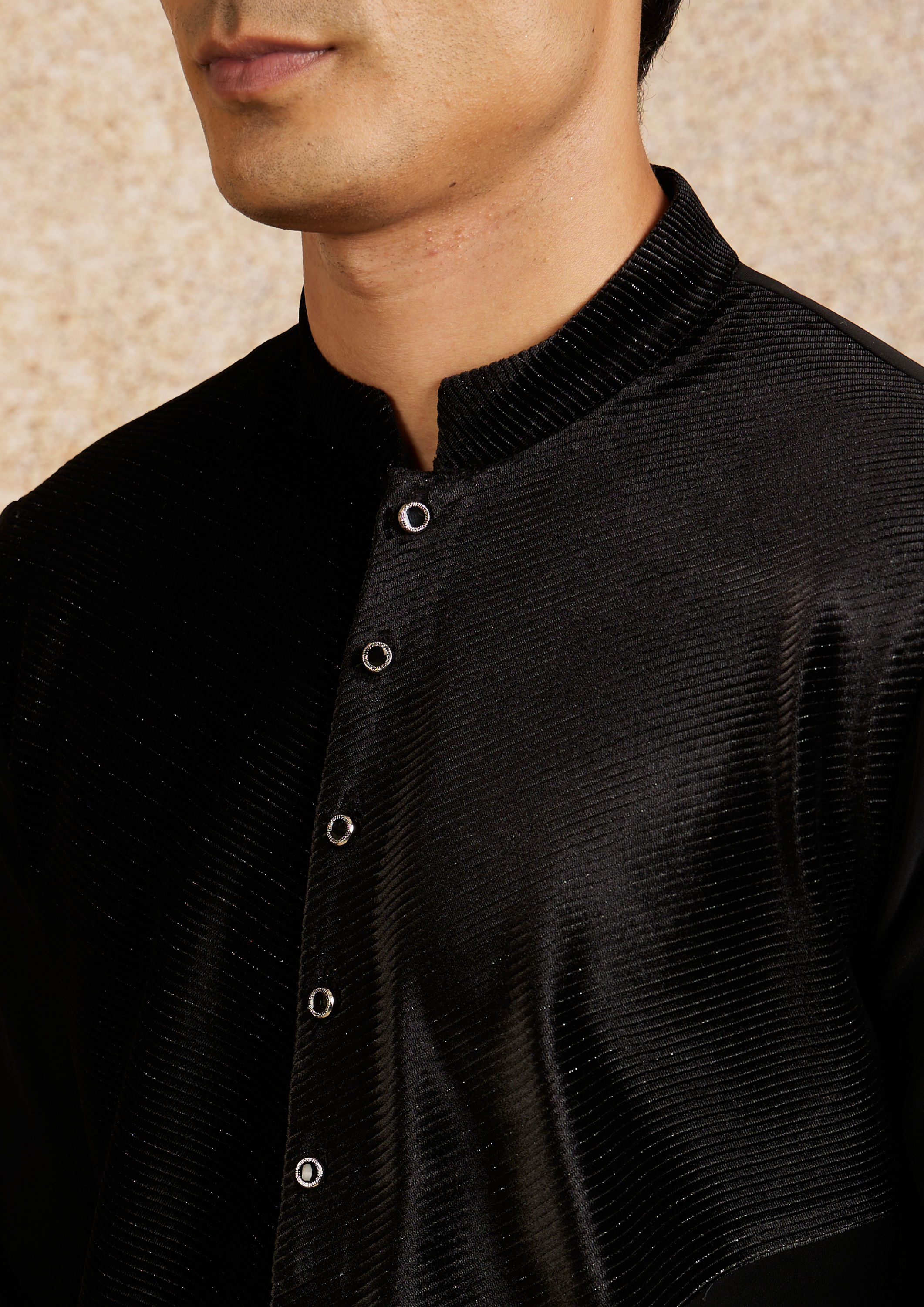 Twamev Men Zari Embellished Black Kurta Pajama