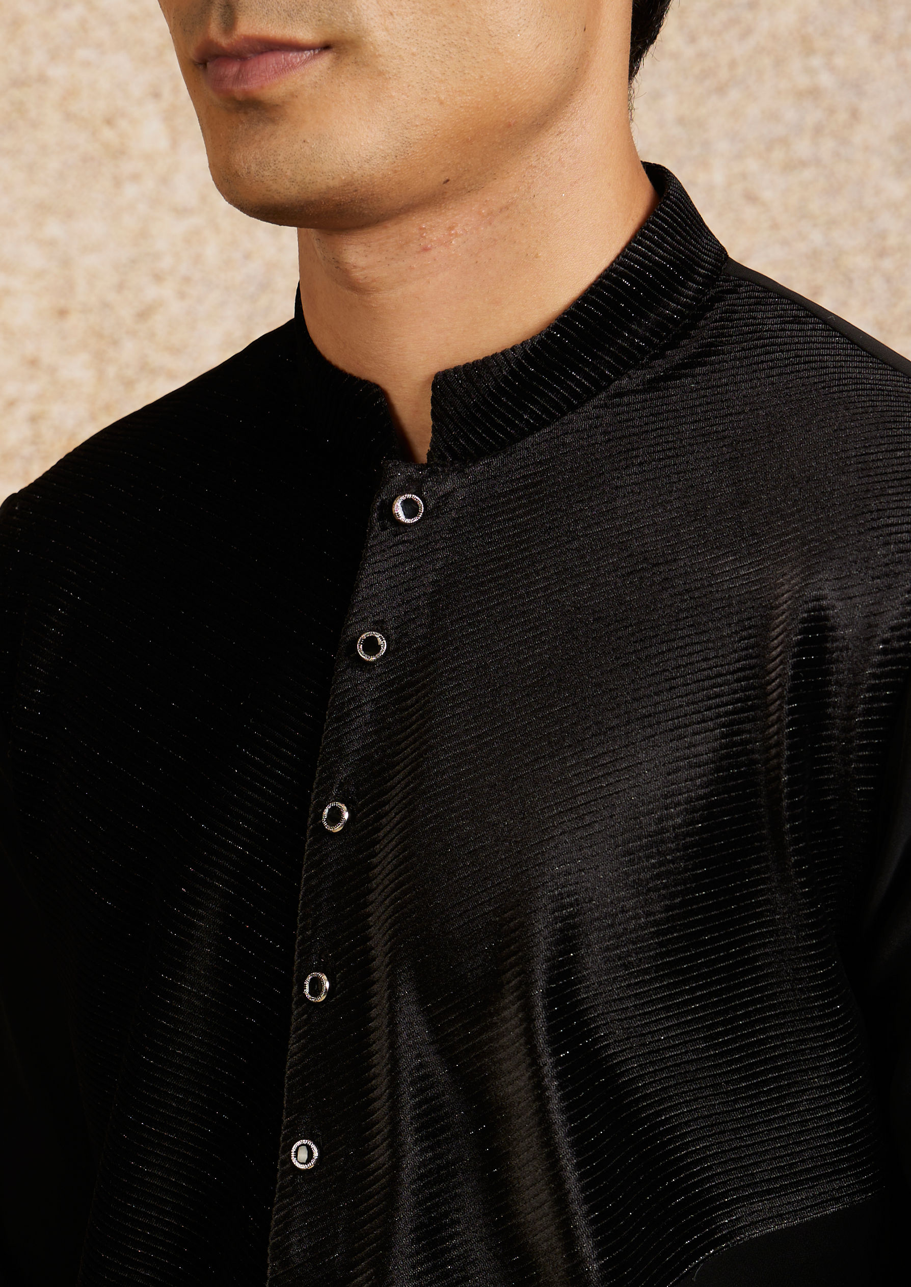 Twamev Men Zari Embellished Black Kurta Pajama