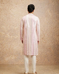Twamev Men Twinkling Pink Georgette Kurta Pajama