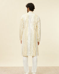 Twamev Men Lemon Yellow Kurta Set with Mirror Work