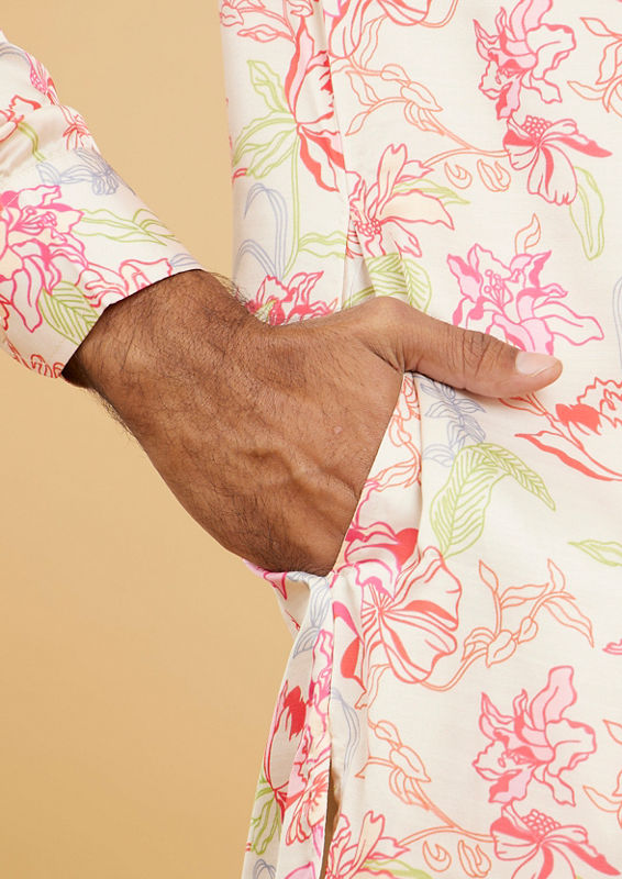 Twamev Men Glistening Beige Kurta Pajama