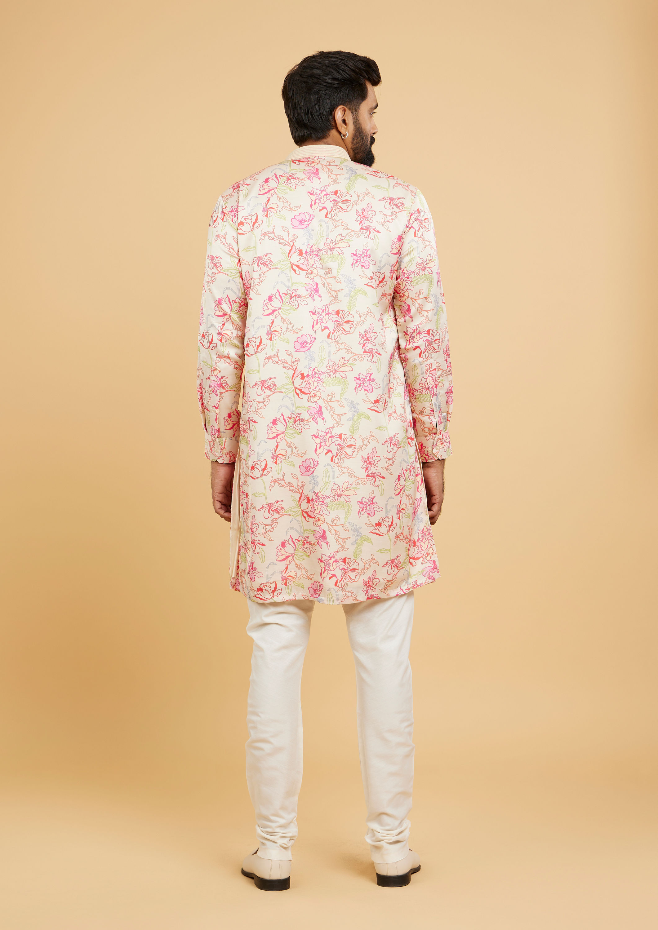 Twamev Men Glistening Beige Kurta Pajama