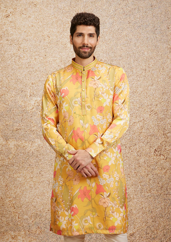 Twamev Men Mustard Enchant Kurta Pajama