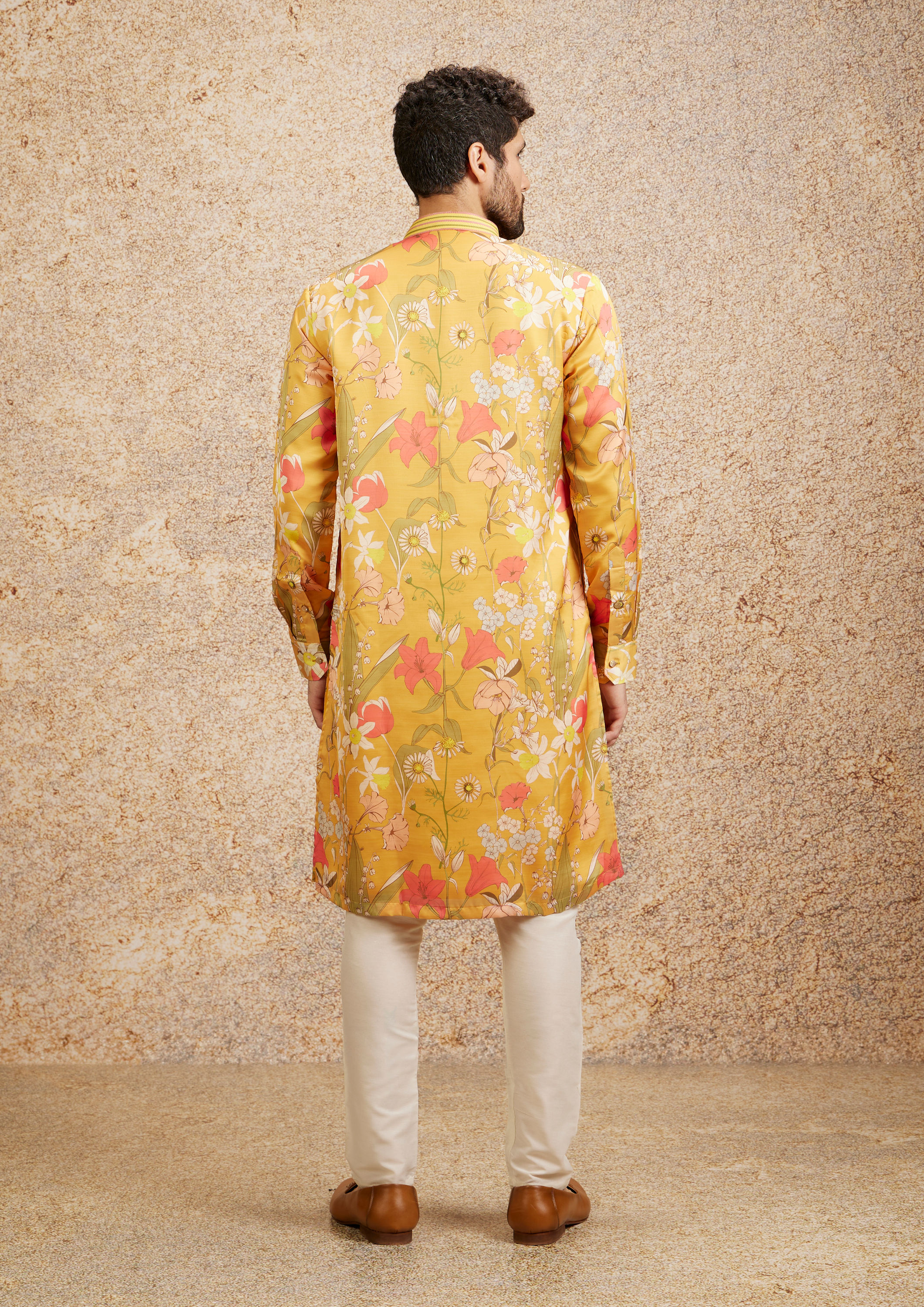 Twamev Men Mustard Enchant Kurta Pajama