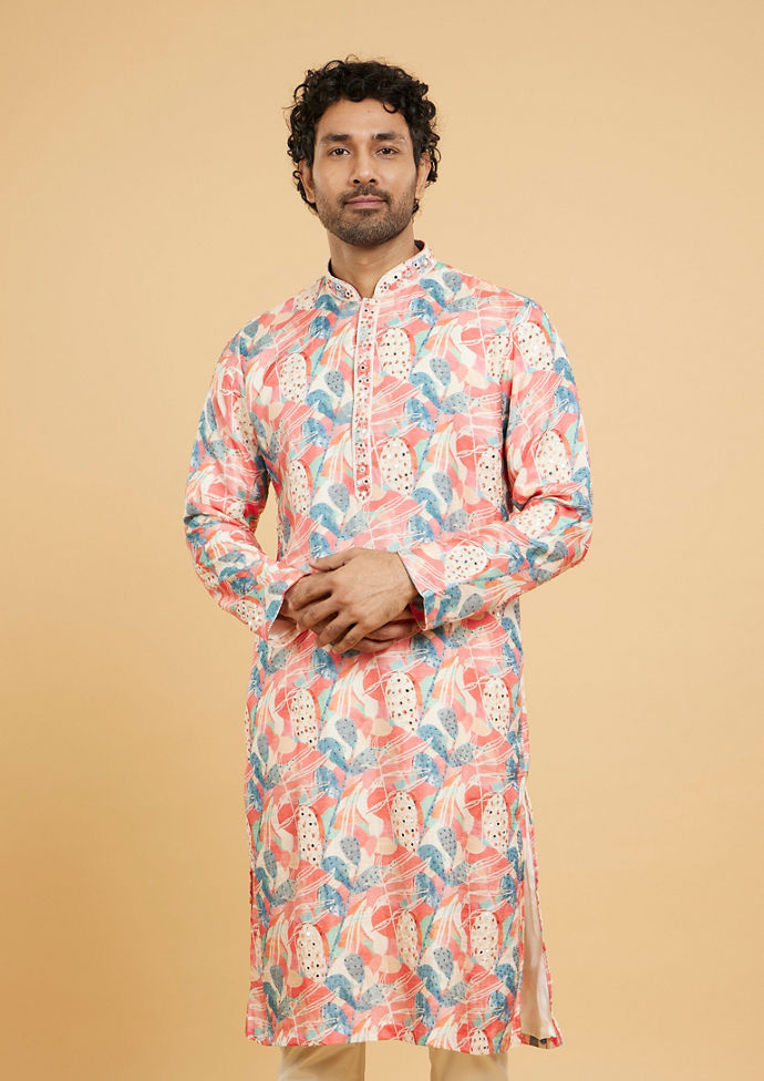 Twamev Men Exquisite Coral Kurta Pajama