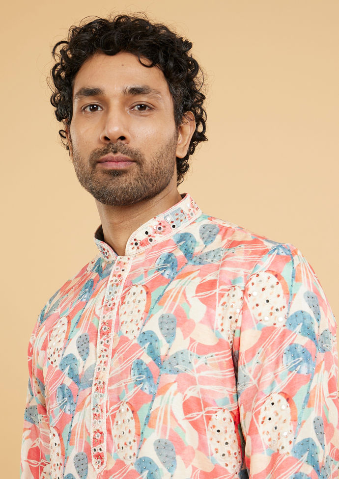 Twamev Men Exquisite Coral Kurta Pajama