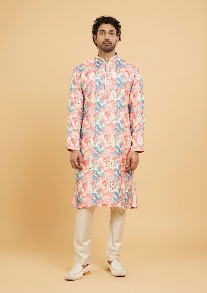 Twamev Men Exquisite Coral Kurta Pajama