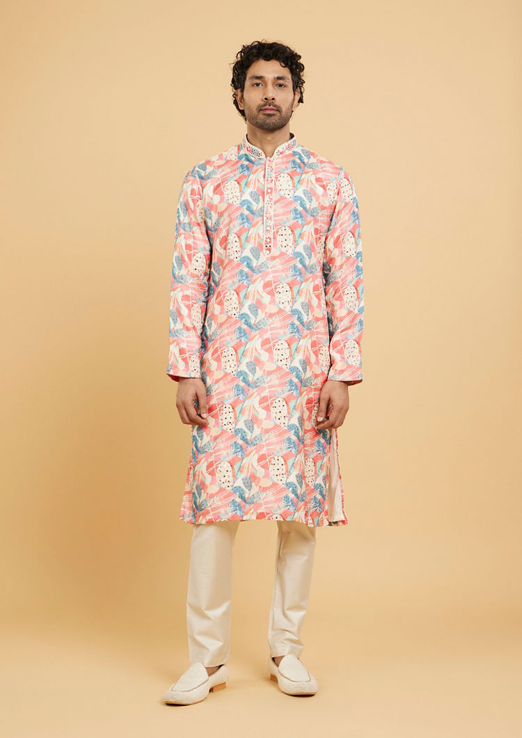 Twamev Men Exquisite Coral Kurta Pajama