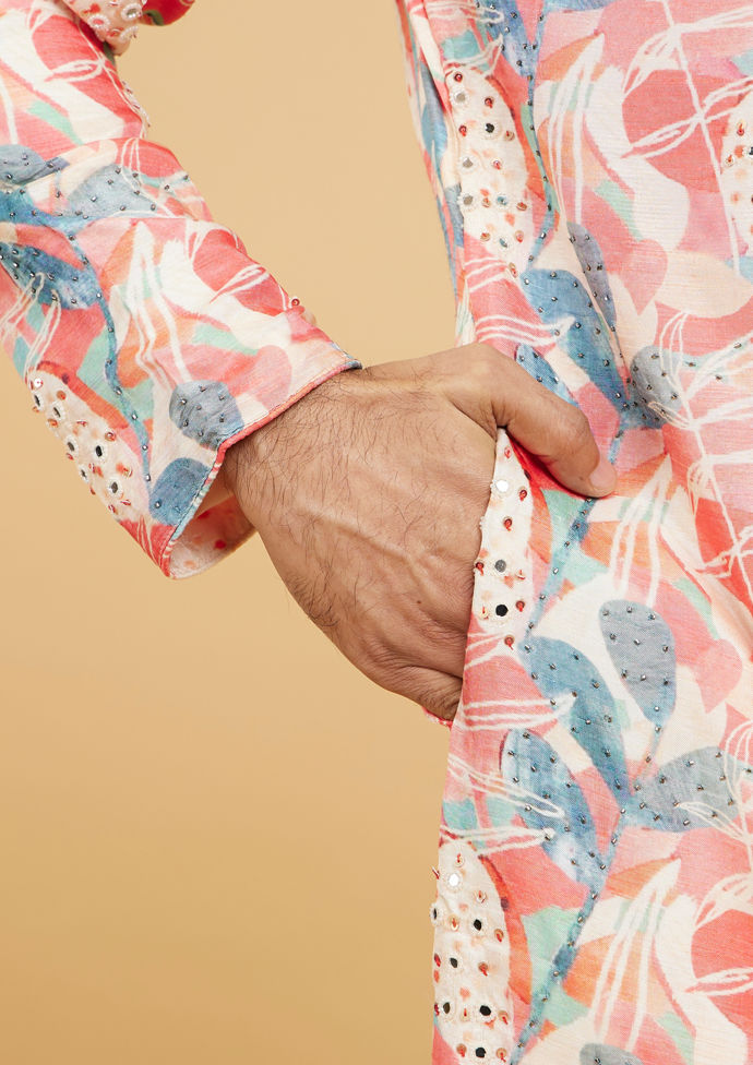Twamev Men Exquisite Coral Kurta Pajama