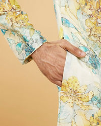 Twamev Men Turquoise Blue Yellow Kurta Pajama