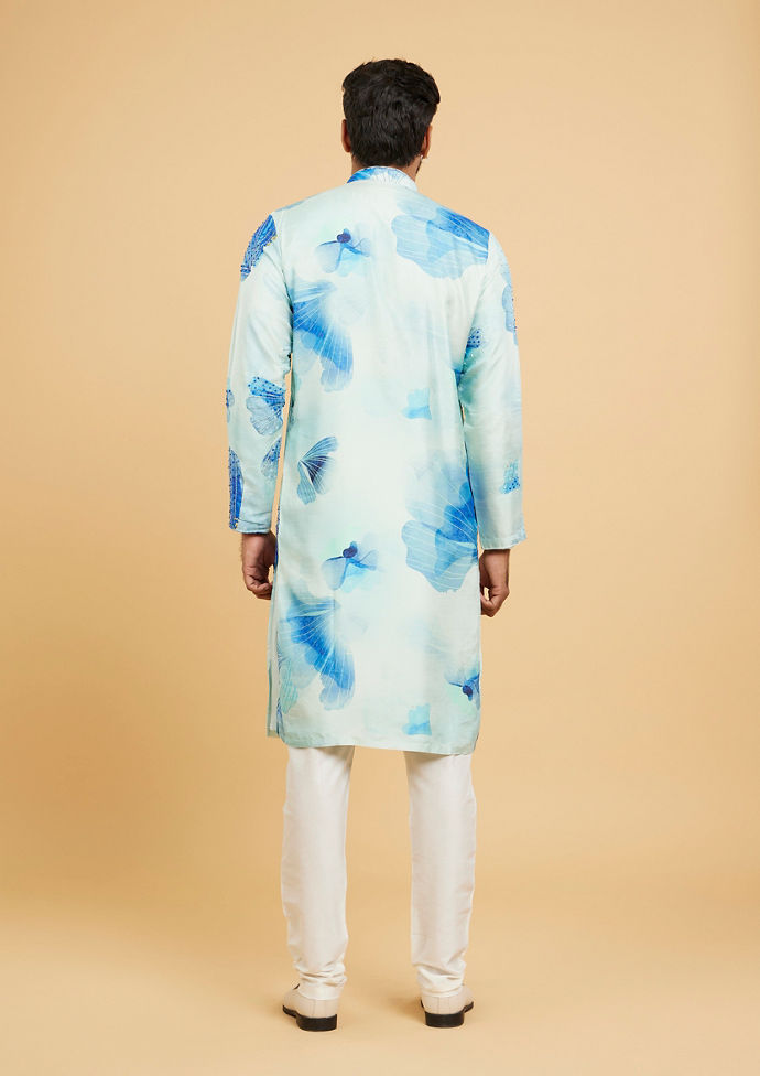 Twamev Men Light Blue Festive Kurta Pajama
