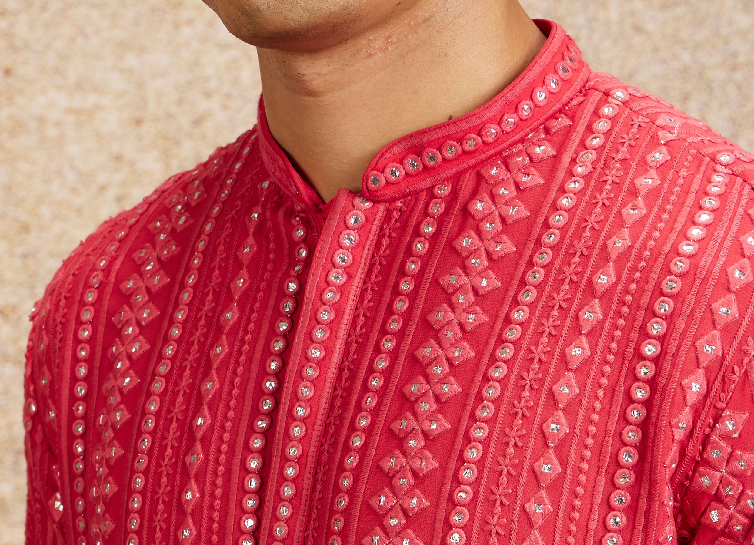 Twamev Men Ravishing Pink Georgette Kurta Pajama