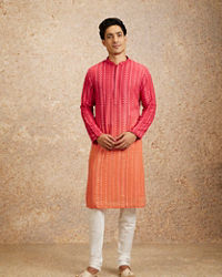 Twamev Men Ravishing Pink Georgette Kurta Pajama