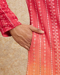 Twamev Men Ravishing Pink Georgette Kurta Pajama