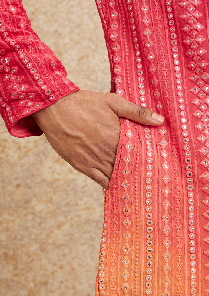 Twamev Men Ravishing Pink Georgette Kurta Pajama