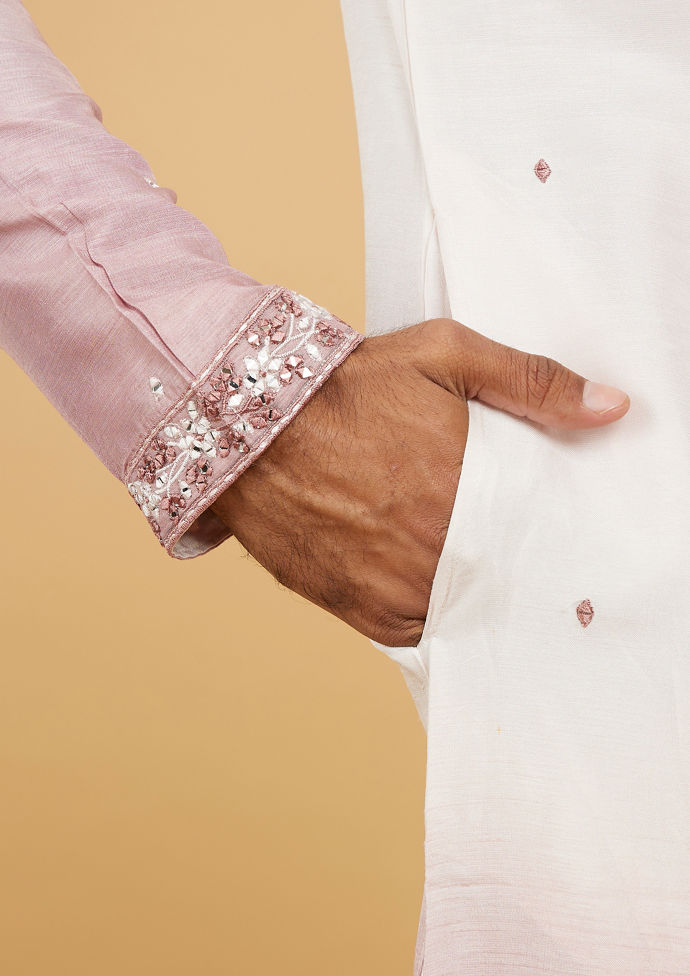 Twamev Men Dusty Pink Festive Elegance Kurta Set with Dupatta