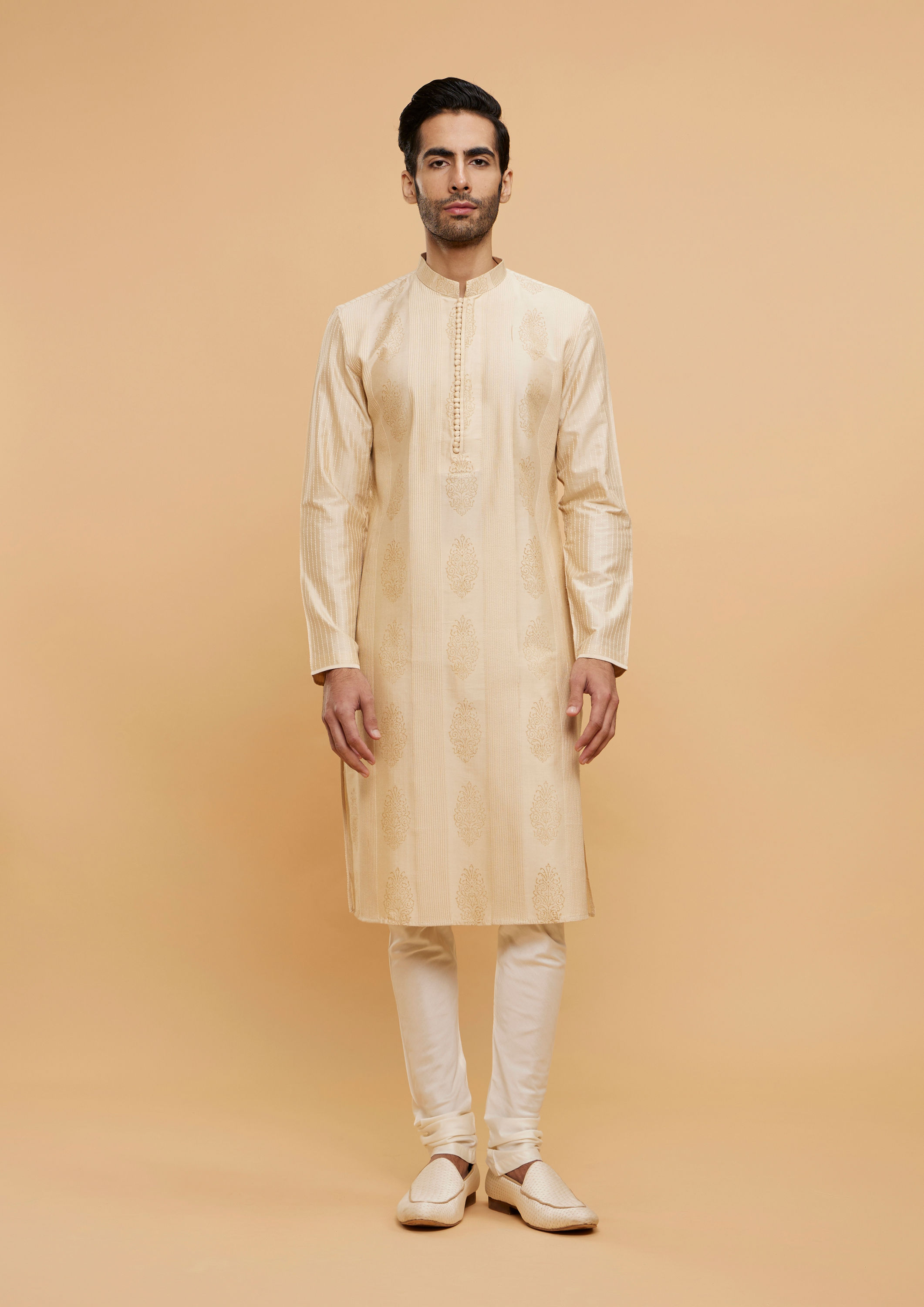 Twamev Men Beige Bliss Kurta Pajama Set