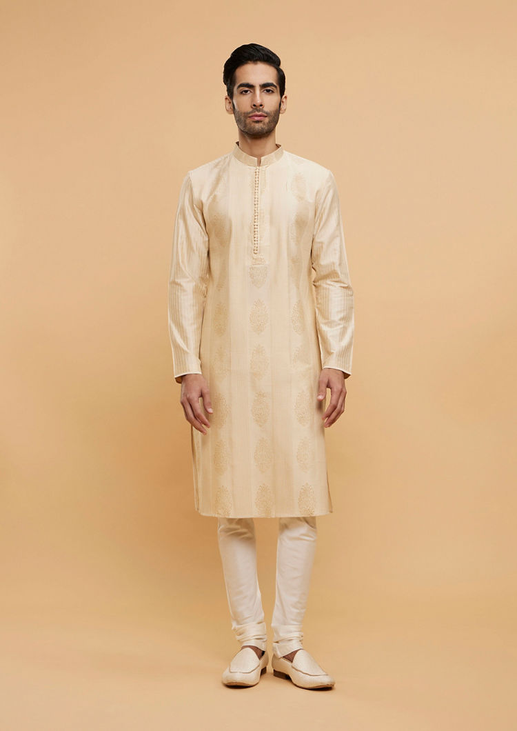 Twamev Men Beige Bliss Kurta Pajama Set