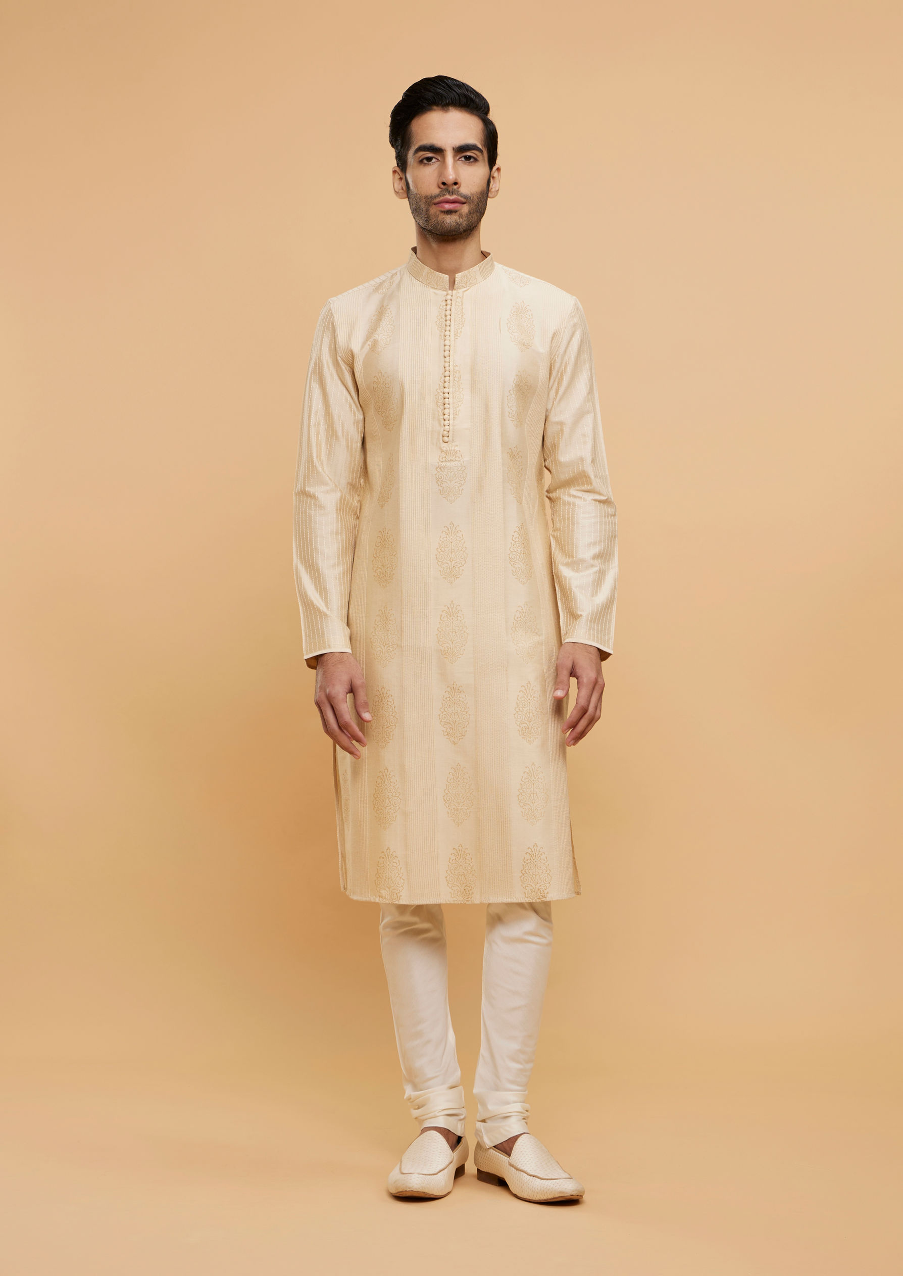 Twamev Men Beige Bliss Kurta Pajama Set