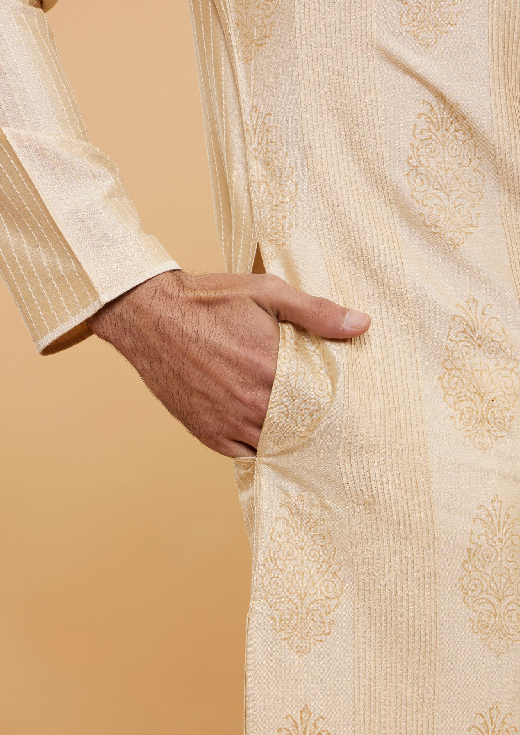Twamev Men Beige Bliss Kurta Pajama Set