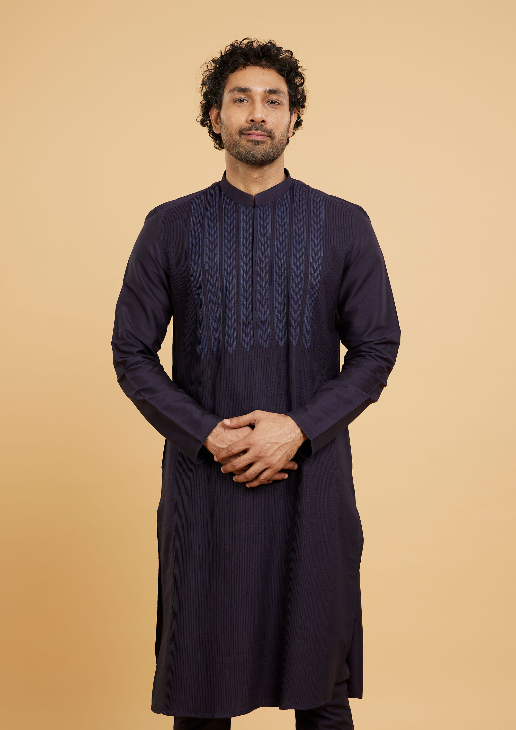 Twamev Men Elegant Dark Blue Kurta Pajama Set