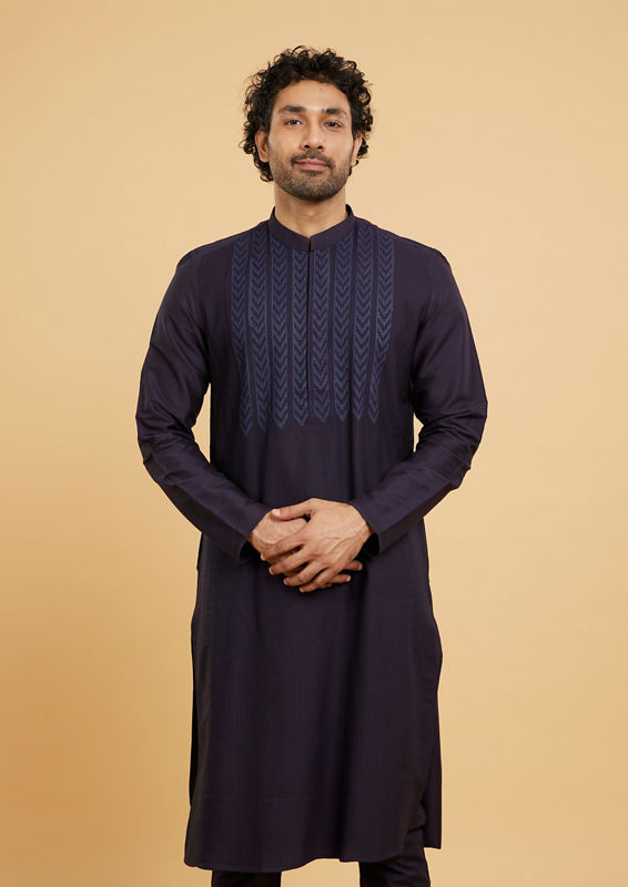Twamev Men Elegant Dark Blue Kurta Pajama Set