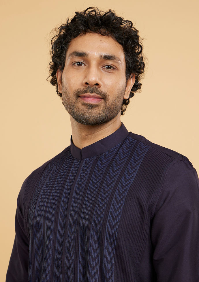 Twamev Men Elegant Dark Blue Kurta Pajama Set