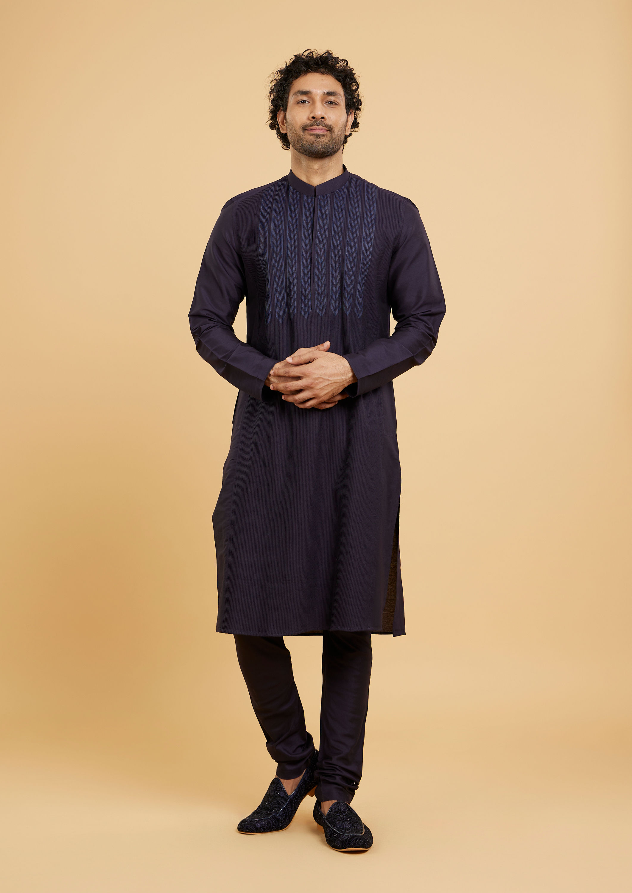 Twamev Men Elegant Dark Blue Kurta Pajama Set