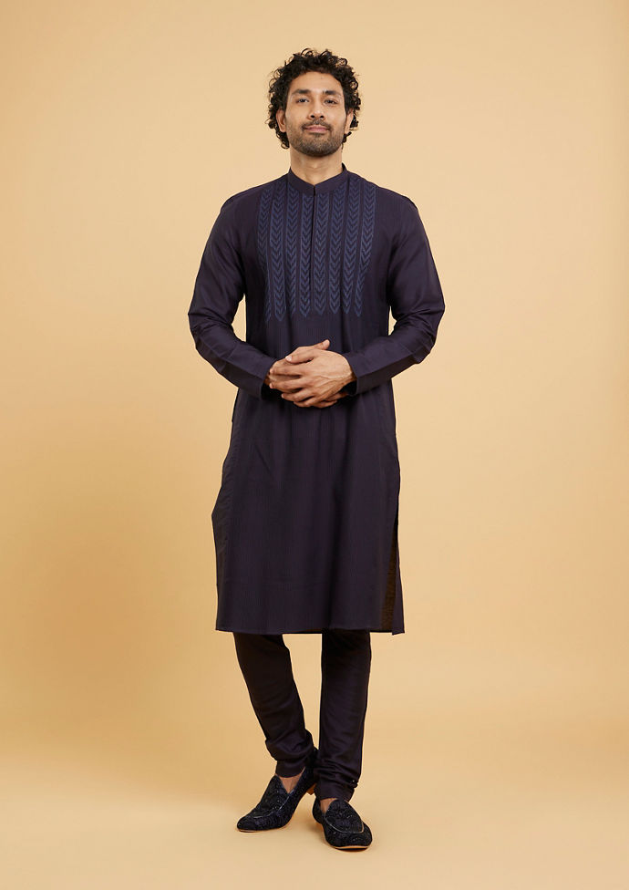 Twamev Men Elegant Dark Blue Kurta Pajama Set