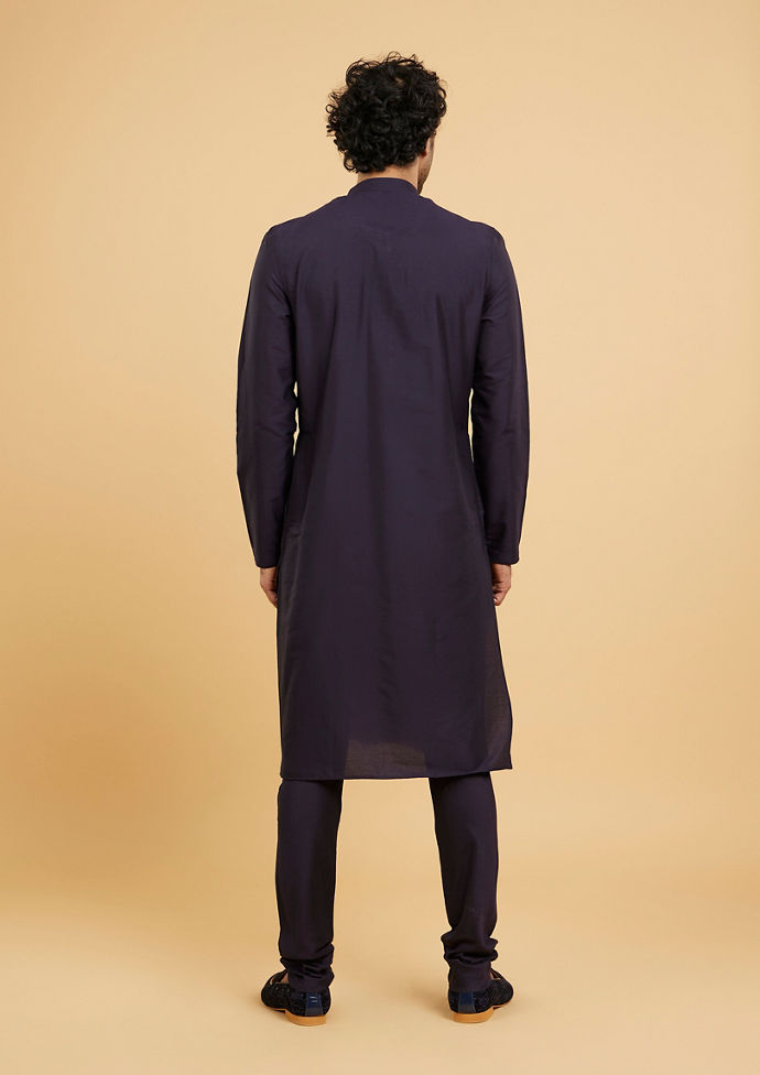 Twamev Men Elegant Dark Blue Kurta Pajama Set