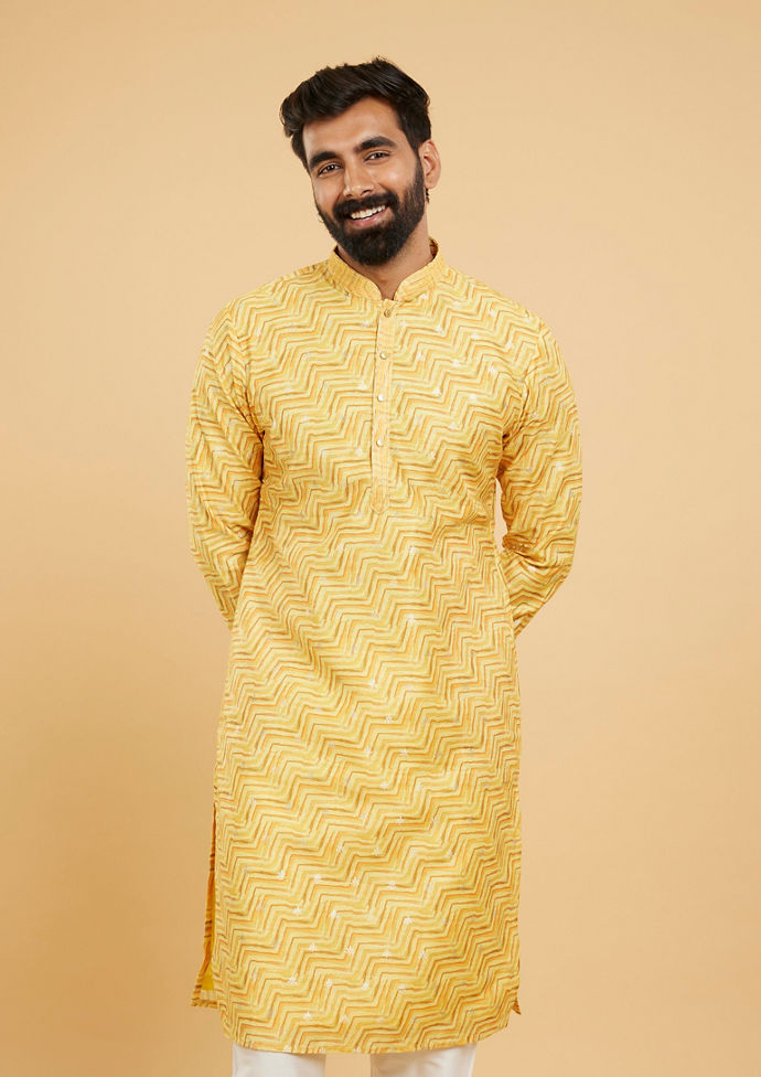 Twamev Men Sunshine Splendor Yellow Kurta Pajama