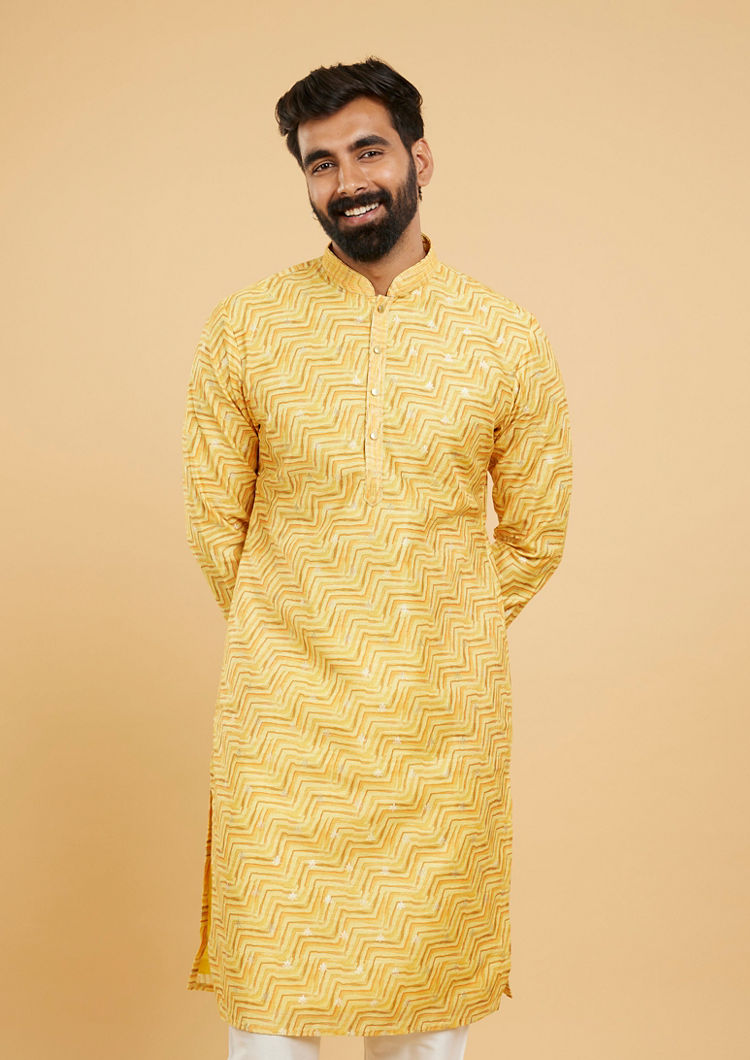 Twamev Men Sunshine Splendor Yellow Kurta Pajama