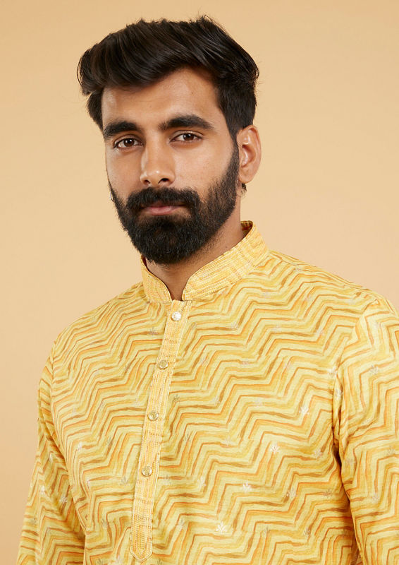 Twamev Men Sunshine Splendor Yellow Kurta Pajama