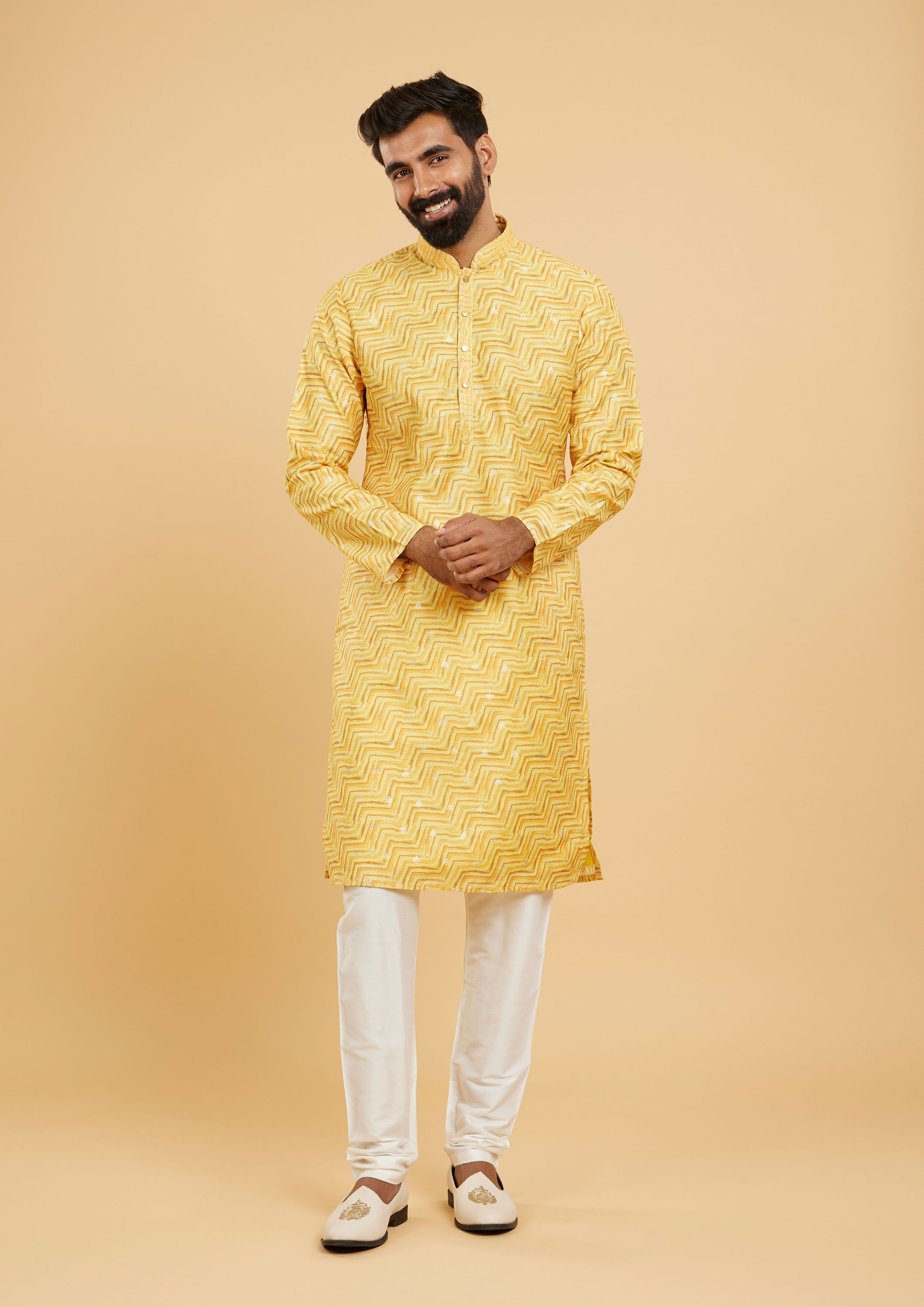 Twamev Men Sunshine Splendor Yellow Kurta Pajama