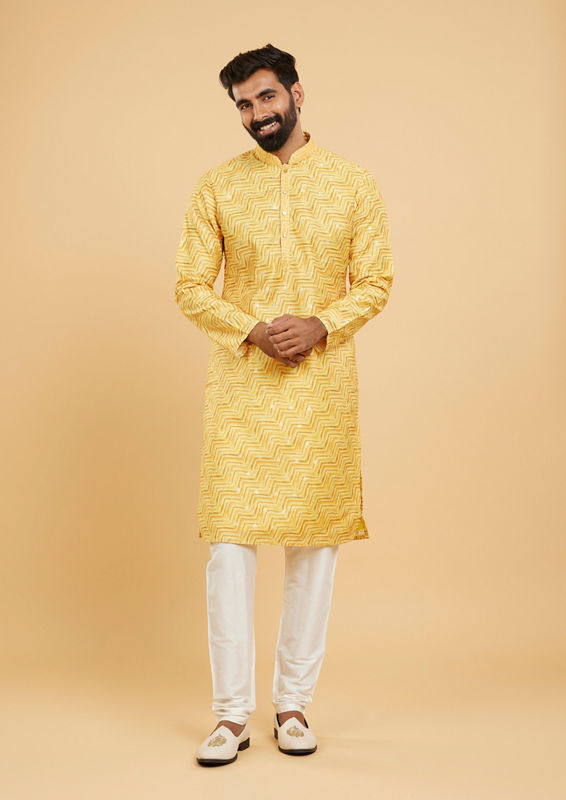 Twamev Men Sunshine Splendor Yellow Kurta Pajama