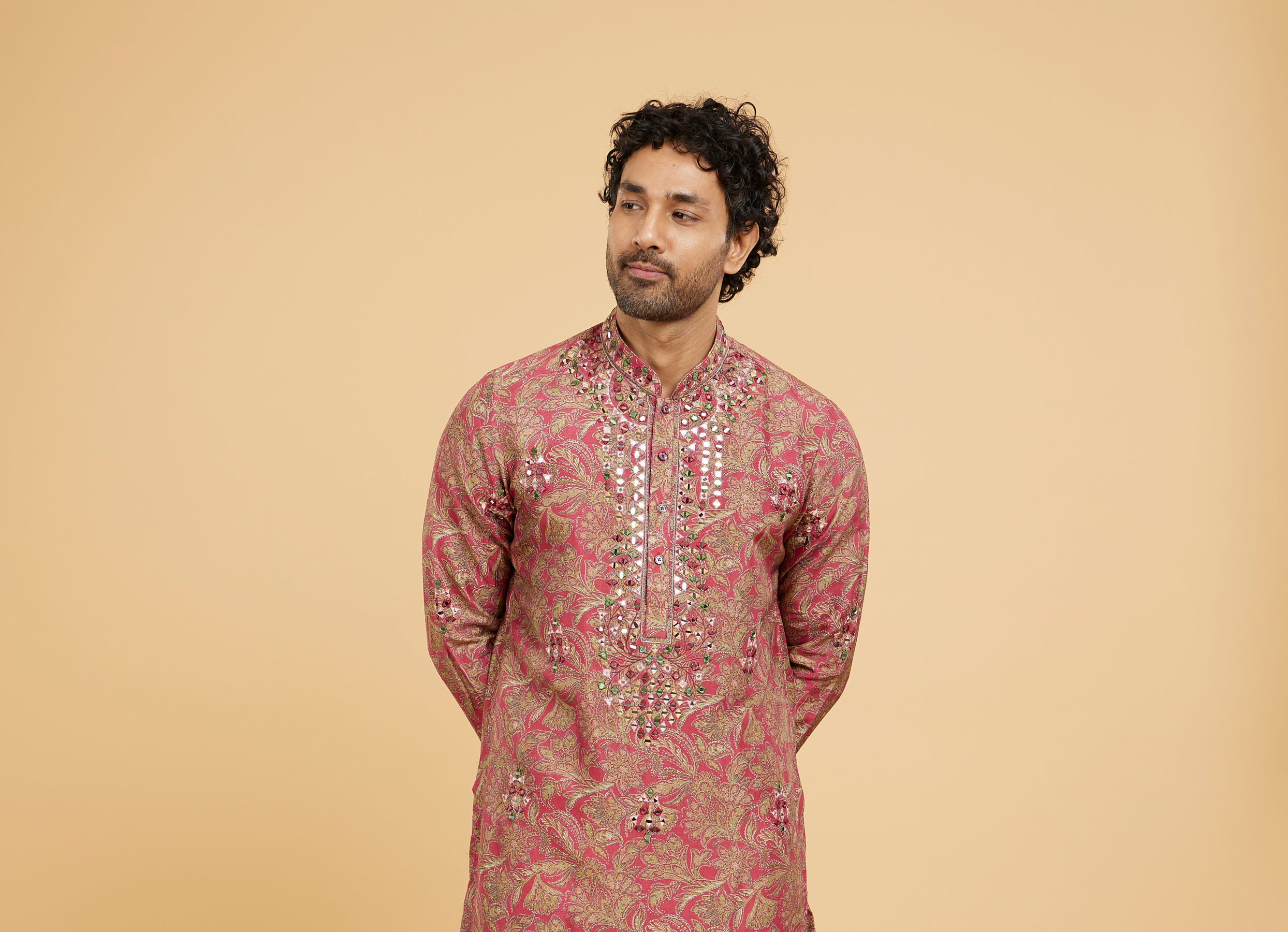 Twamev Men Magnificent Red Kurta Pajama