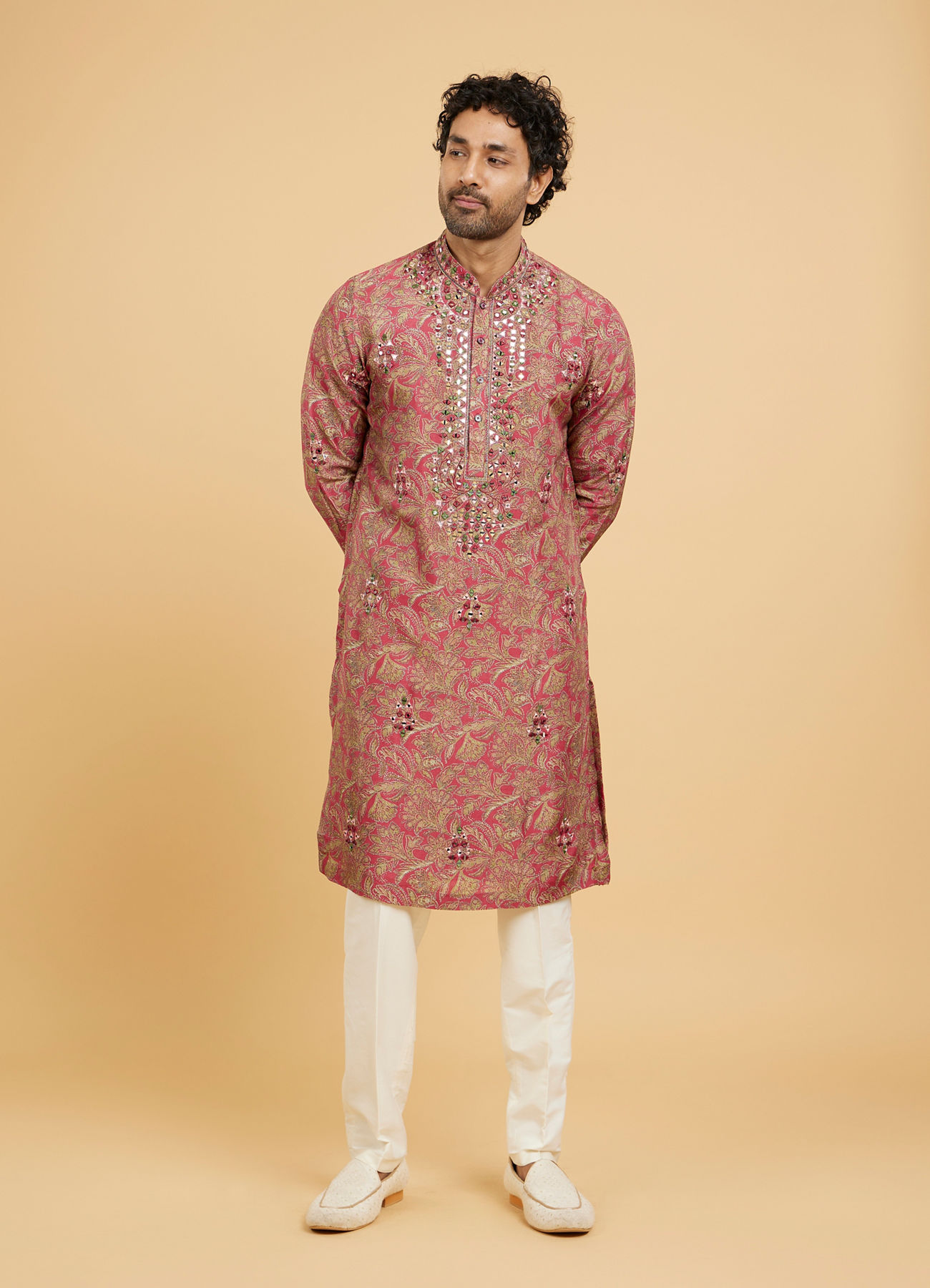 Twamev Men Magnificent Red Kurta Pajama