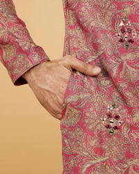 Twamev Men Magnificent Red Kurta Pajama