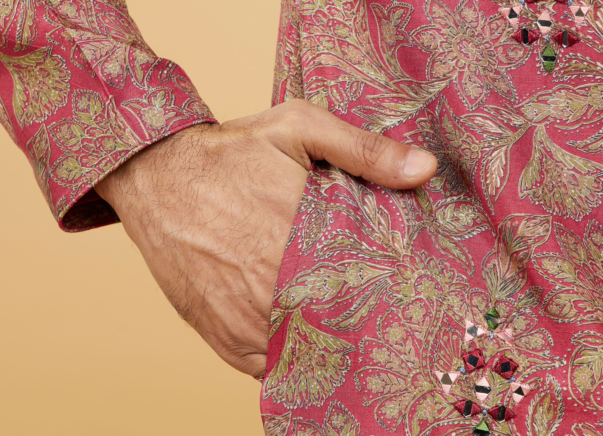 Twamev Men Magnificent Red Kurta Pajama