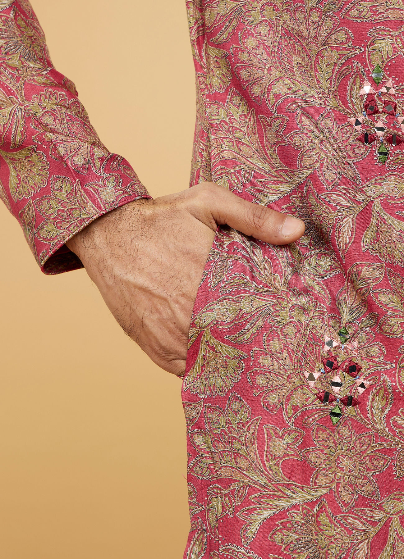 Twamev Men Magnificent Red Kurta Pajama